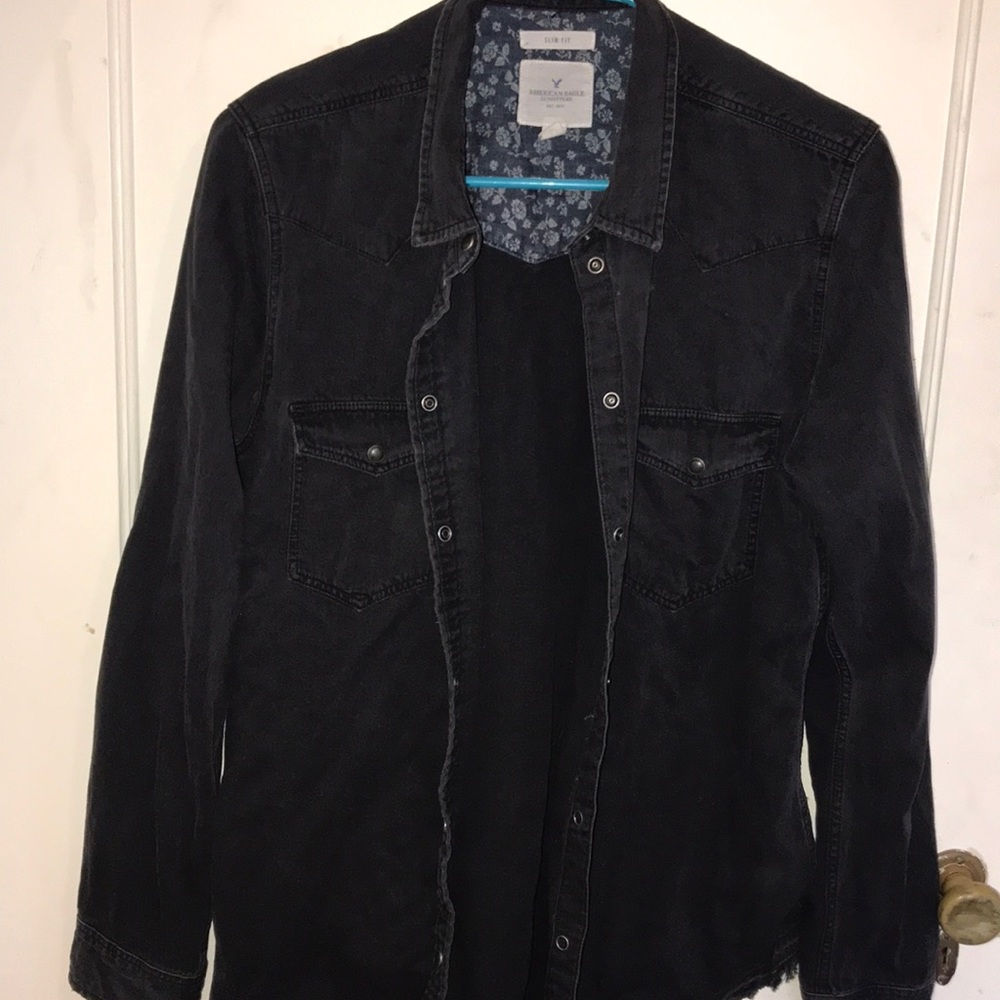 American Eagle black soft jean jacket